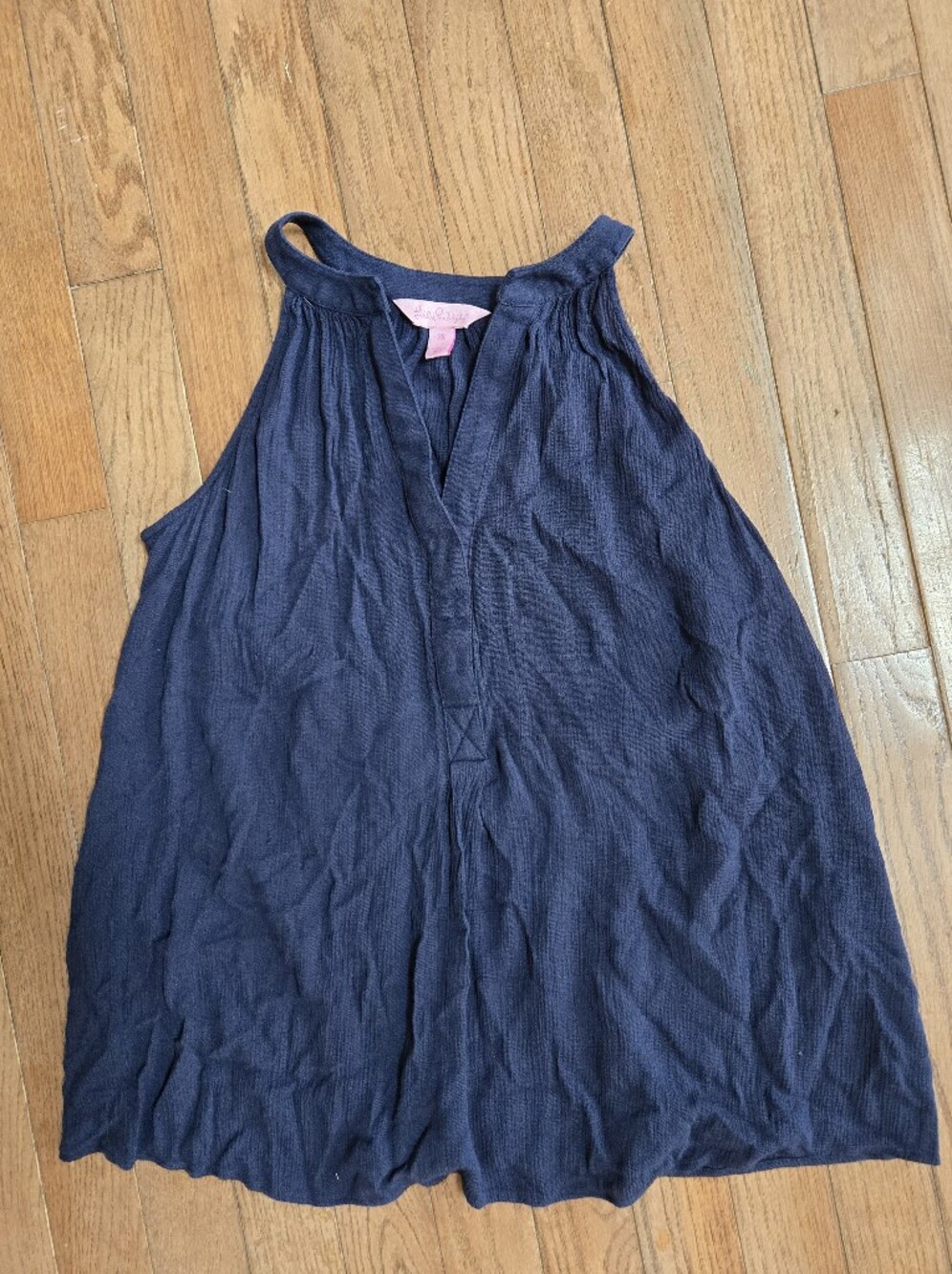 Lilly Pulitzer Navy Sleeveless Split-Neck Tank